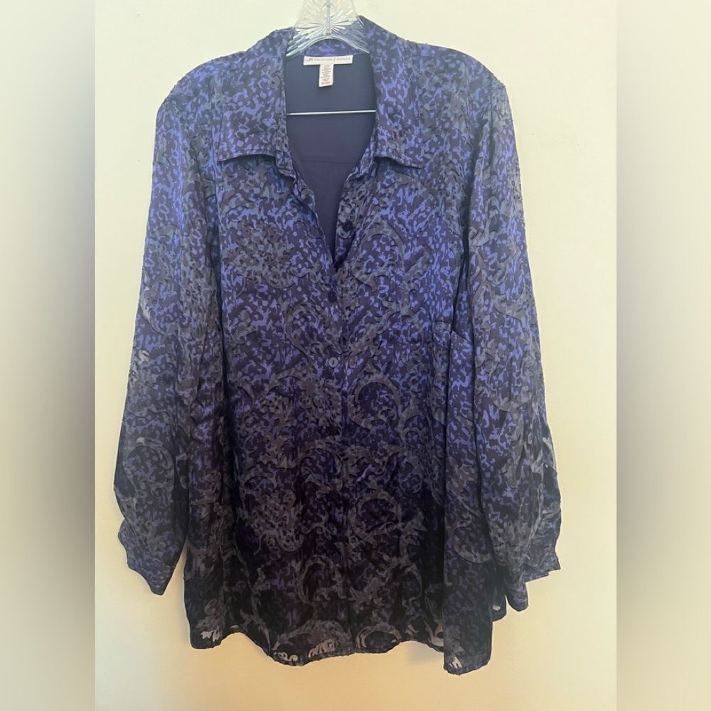 JM Collection Purple Floral Blouse